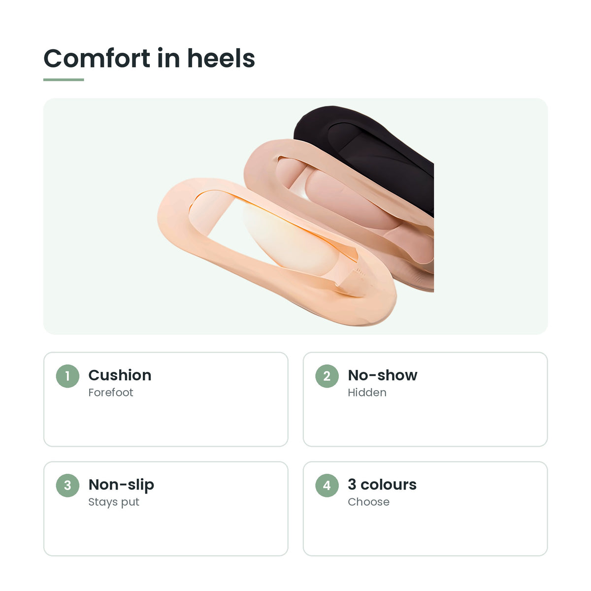 3D cushion no-show socks key features: cushion, no-show, non-slip, 3 colours