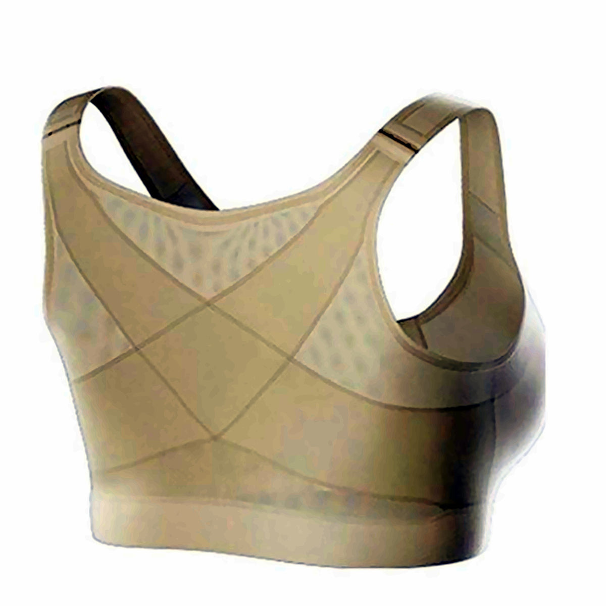 Khaki front-close cross-back support bra