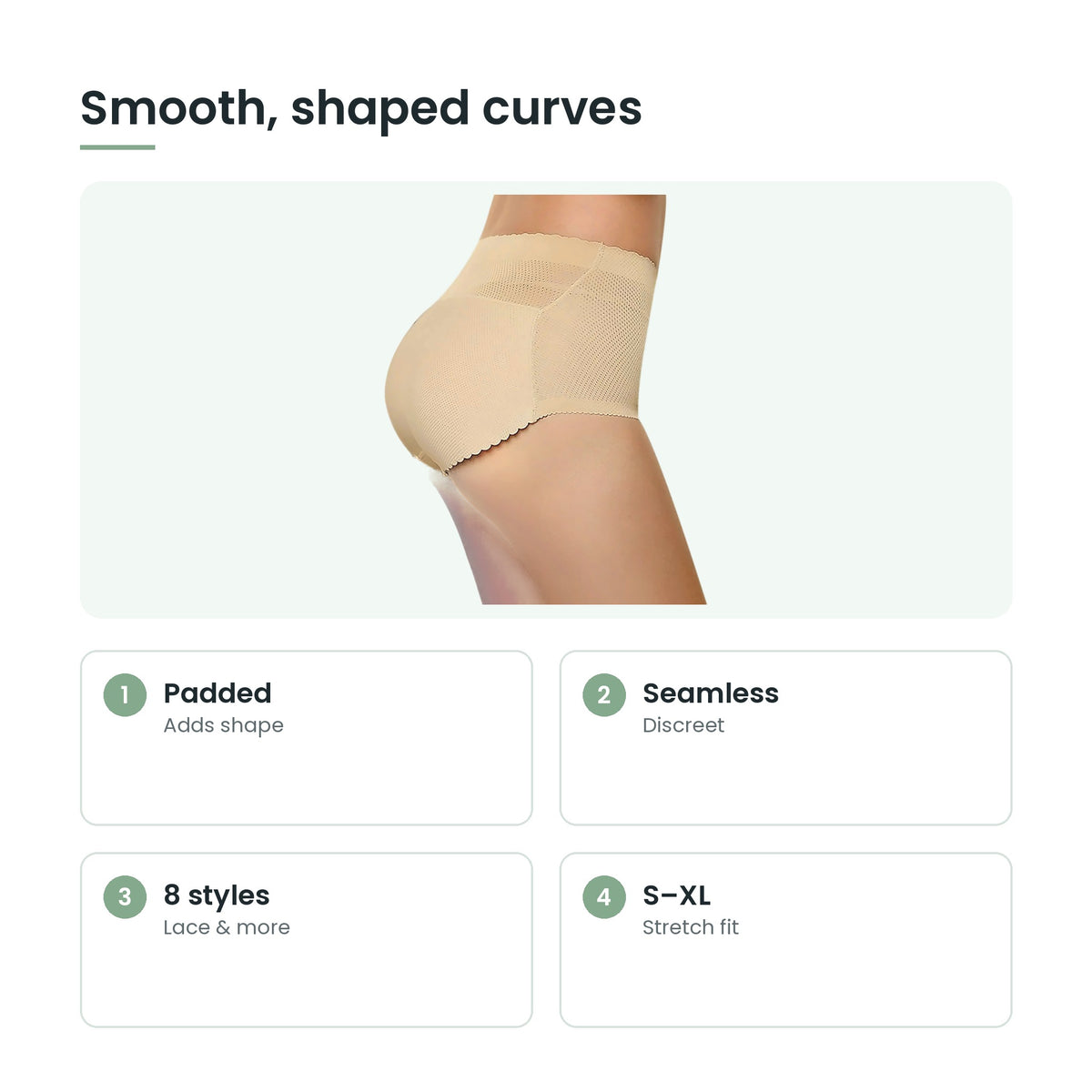 Seamless padded shaping brief key features: padded, seamless, 8 styles, s–xl