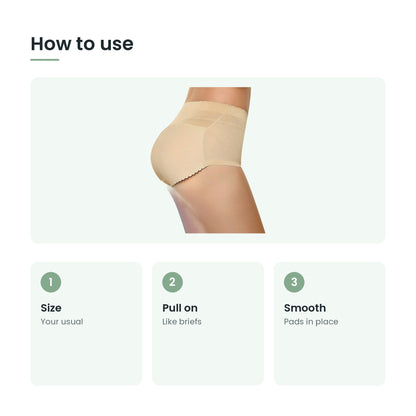 How to use the seamless padded shaping brief: size, pull on, smooth