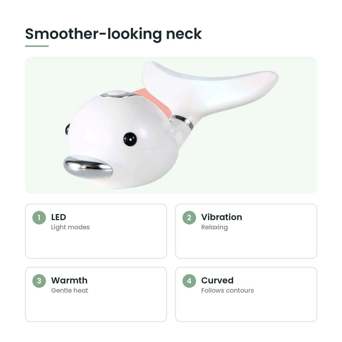 LED neck and face massager key features: led, vibration, warmth, curved