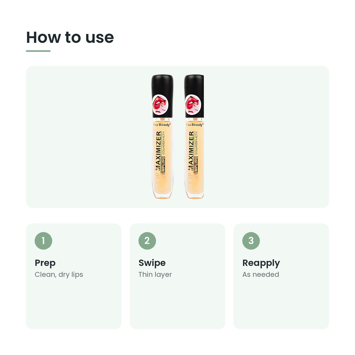 How to use the volumising lip gloss: prep, swipe, reapply