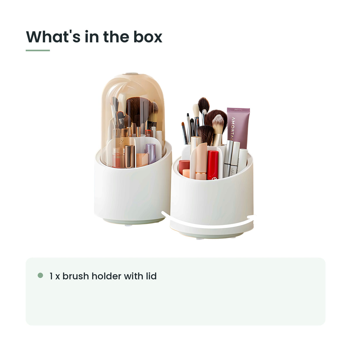 What's in the box: 1 x brush holder with lid