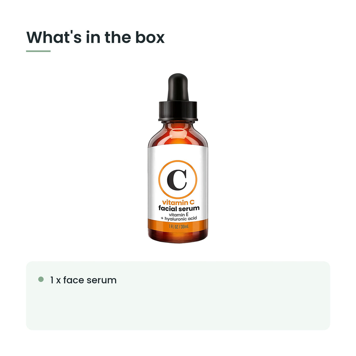 What's in the box: 1 x face serum
