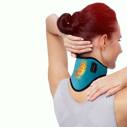 Woman wearing the heated neck wrap