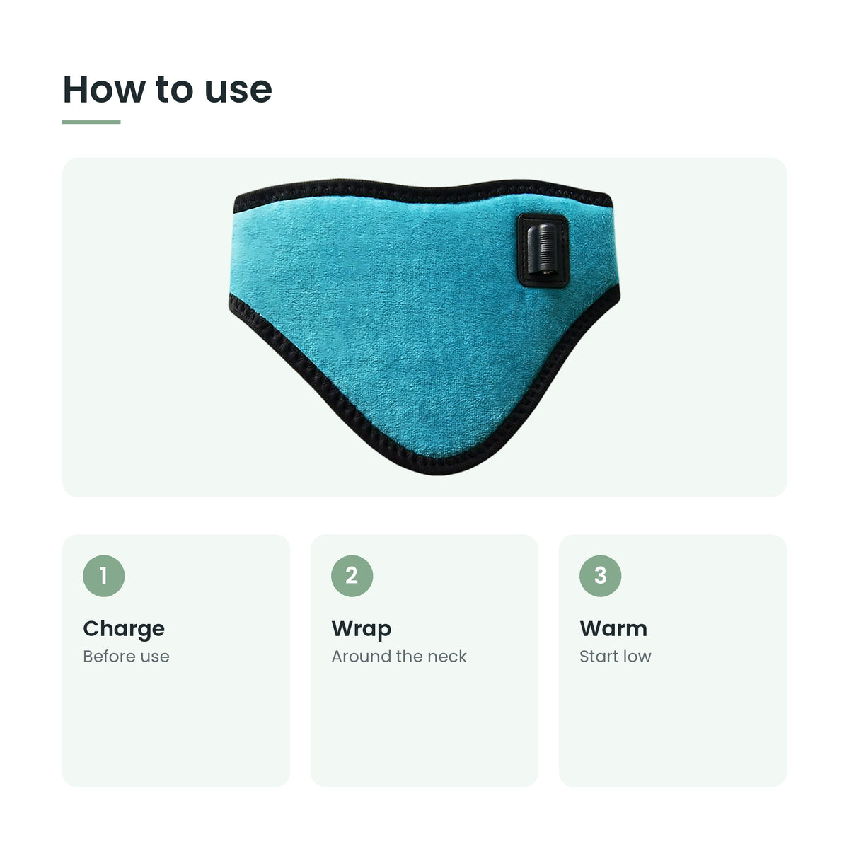 How to use the wireless heated neck wrap: charge, wrap, warm