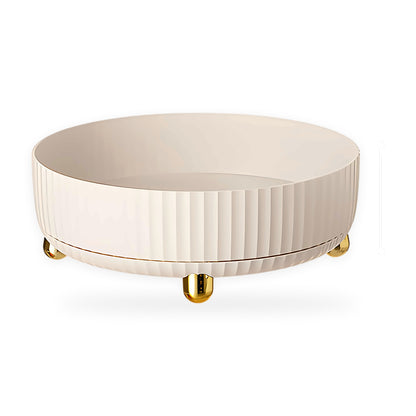 Rotating makeup organiser on a white background