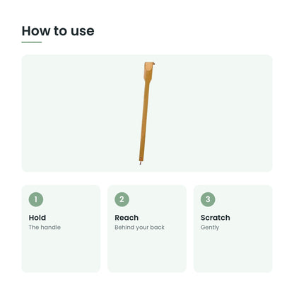 How to use the bamboo back scratcher: hold, reach, scratch