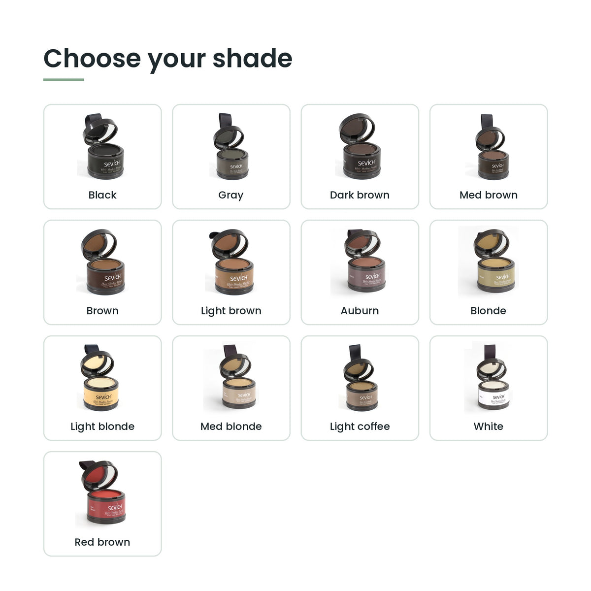 Hairline powder shade range, 13 colours