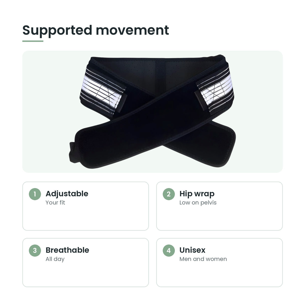 Adjustable hip support belt key features: adjustable, hip wrap, breathable, unisex