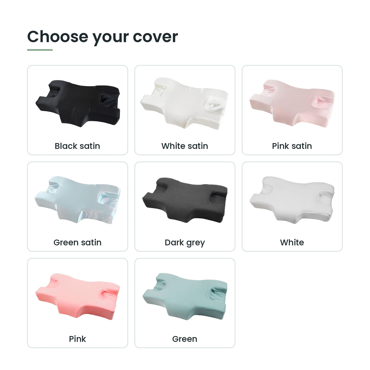 Beauty pillow colour options, satin and standard covers