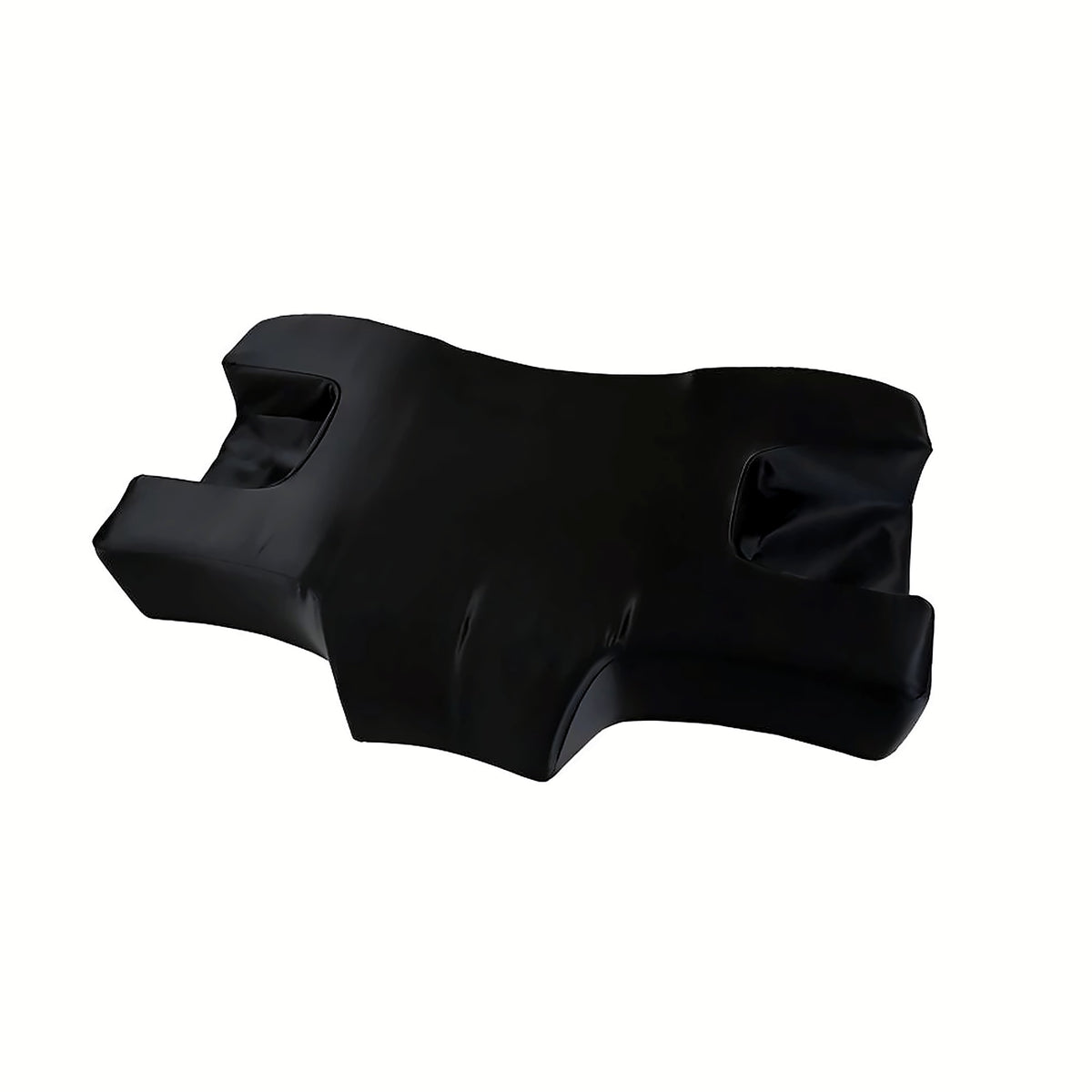 Contoured memory foam pillow, black satin cover