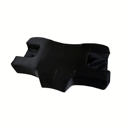 Contoured memory foam pillow, black satin cover