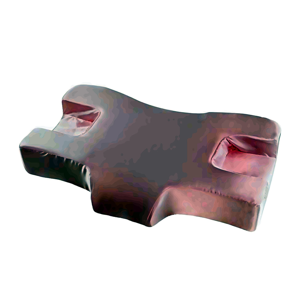 Contoured memory foam pillow, pink satin cover