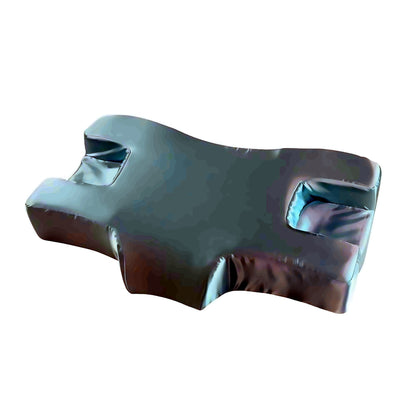 Contoured memory foam pillow, green satin cover