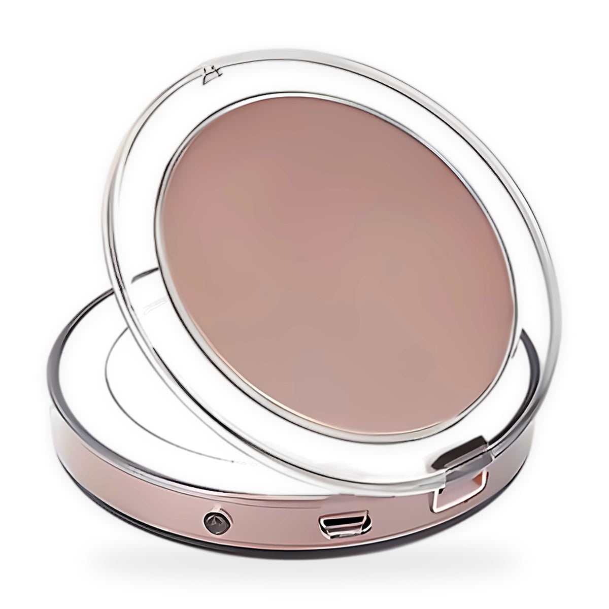 Portable LED makeup mirror on a white background
