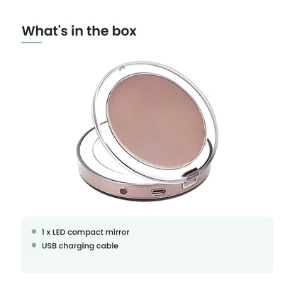 What's in the box: 1 x led compact mirror, usb charging cable