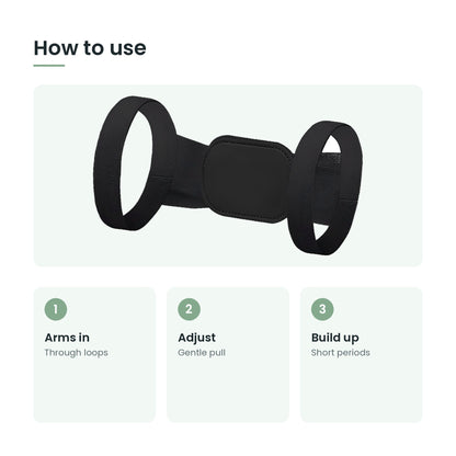 How to use the posture support belt: arms in, adjust, build up