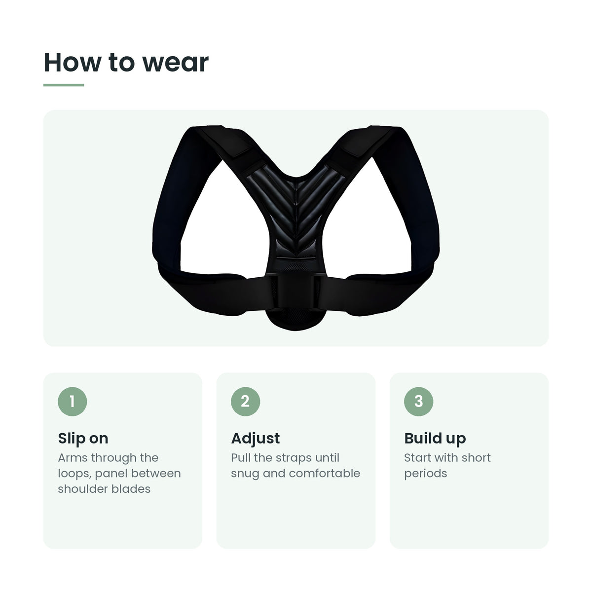 How to wear the posture corrector in three steps