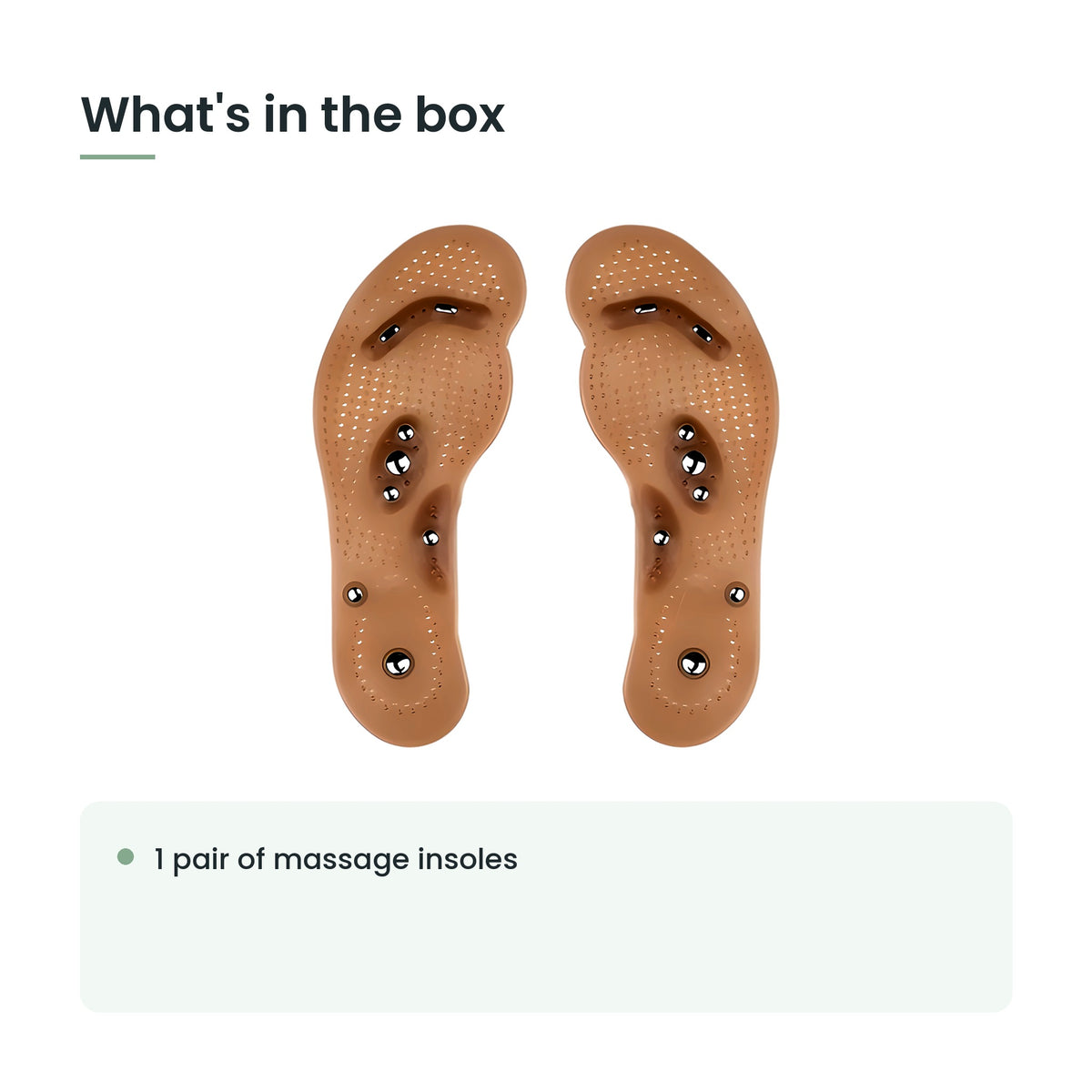 What's in the box: 1 pair of massage insoles