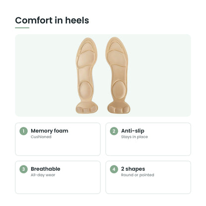 Memory foam high heel insoles key features: memory foam, anti-slip, breathable, 2 shapes