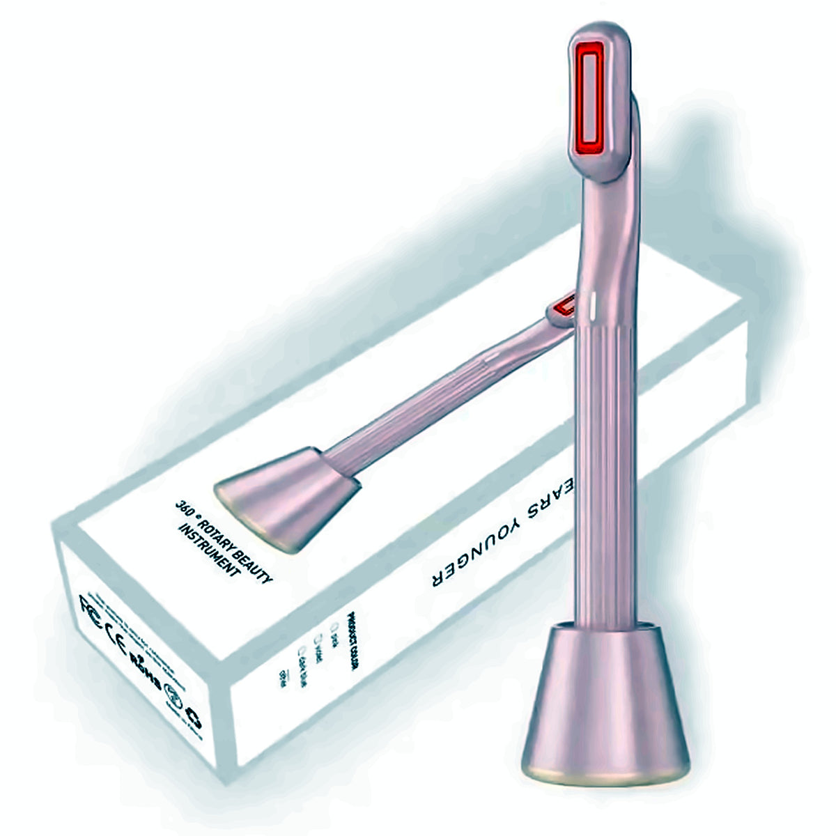 Facial massage wand on its stand