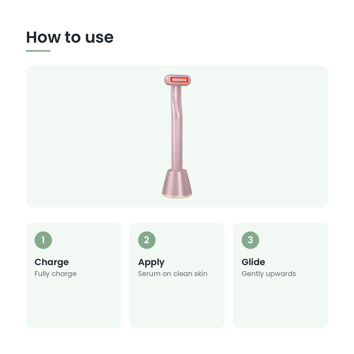 How to use the 4-in-1 facial massage wand: charge, apply, glide