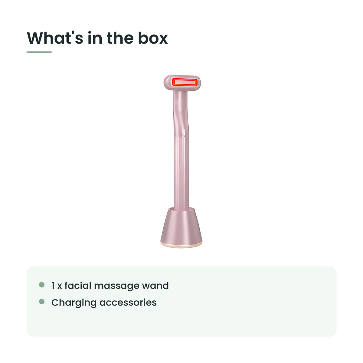What's in the box: 1 x facial massage wand, charging accessories