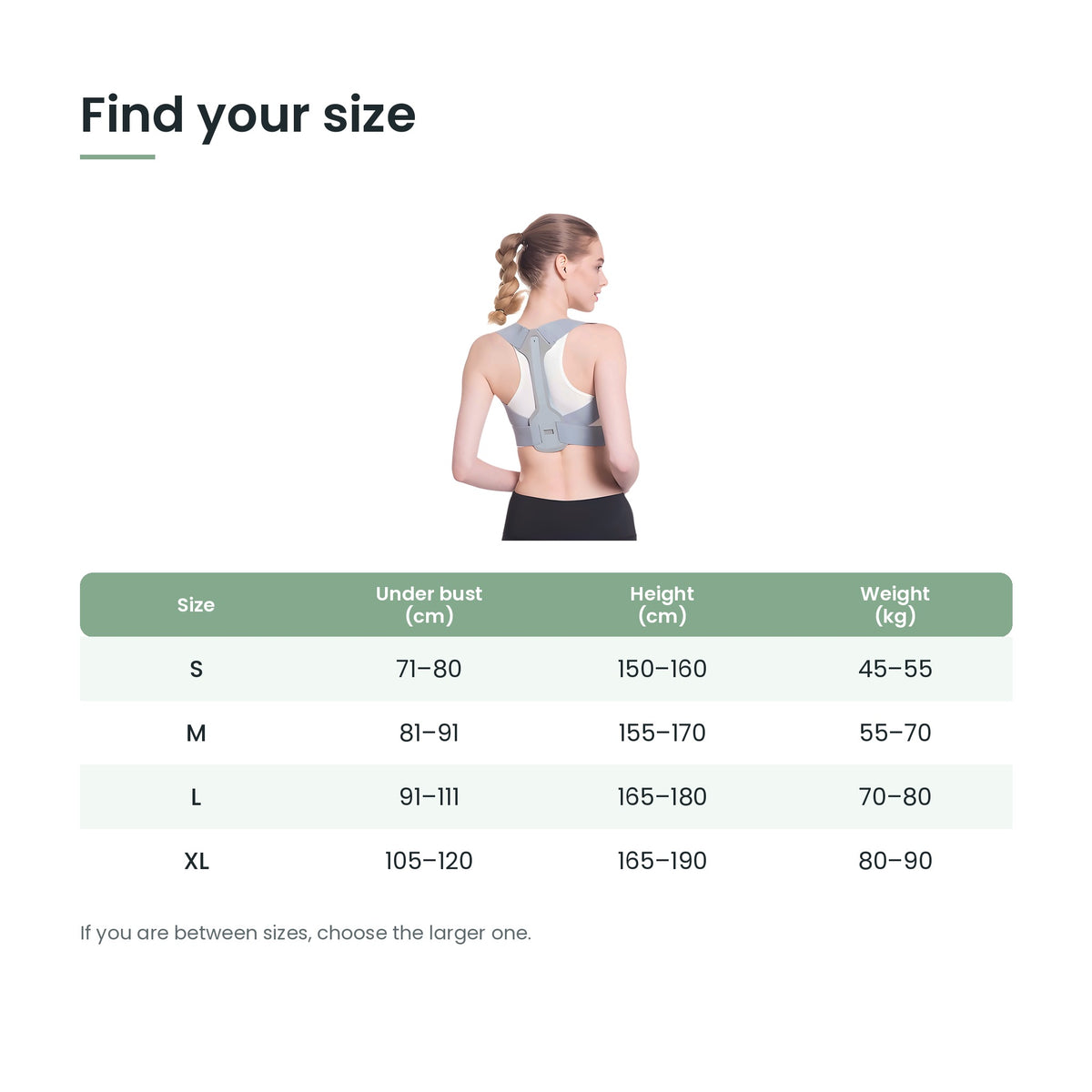 Back posture support belt find your size