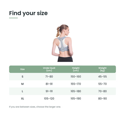 Back posture support belt find your size
