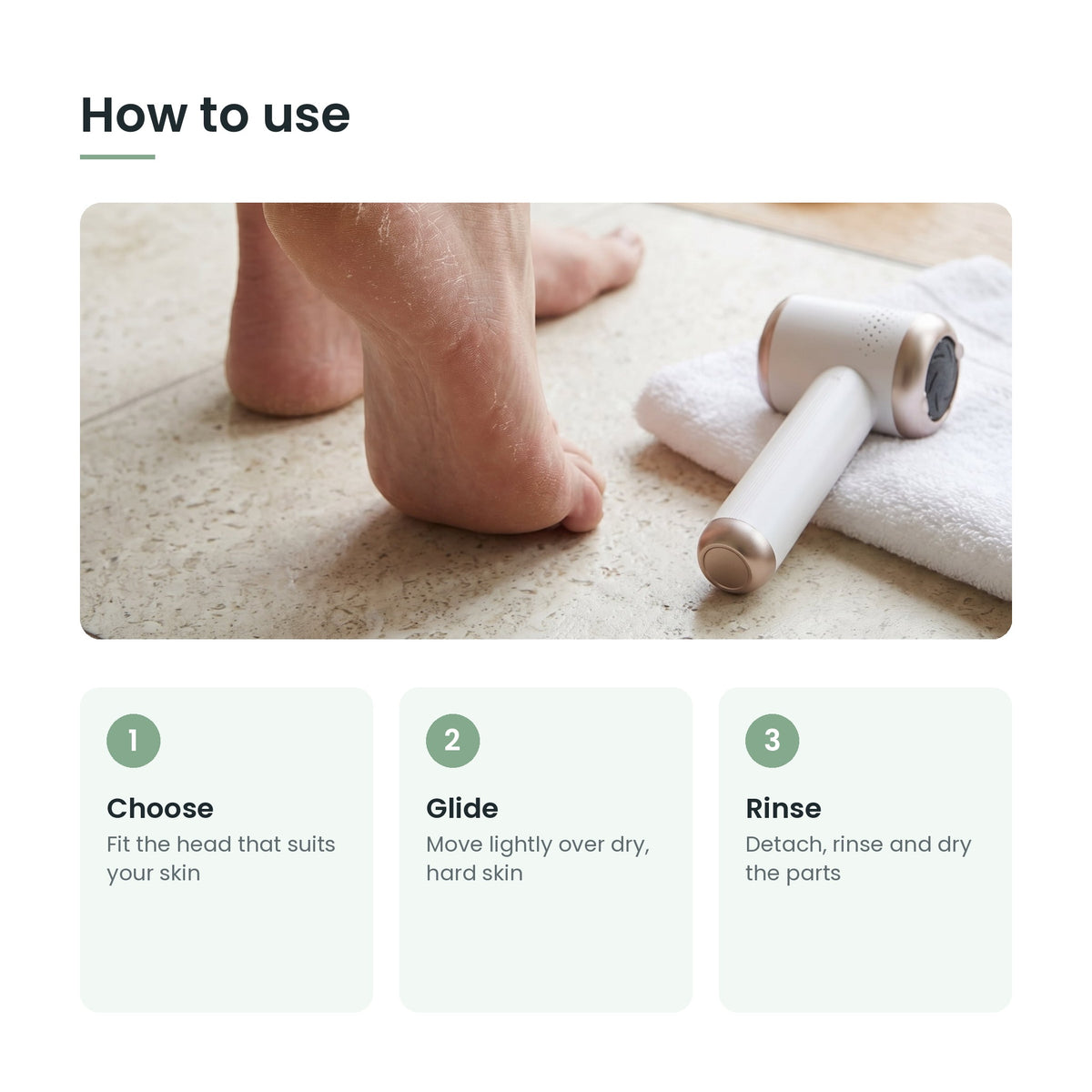 How to use the electric foot file in three steps