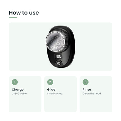 How to use the mini electric shaver: charge, glide, rinse