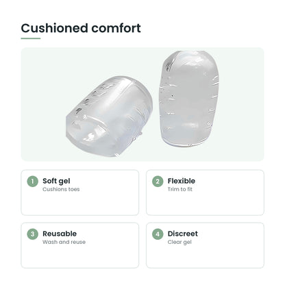 Silicone toe protectors key features: soft gel, flexible, reusable, discreet