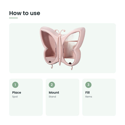 How to use the butterfly jewellery and cosmetic organiser: place, mount, fill