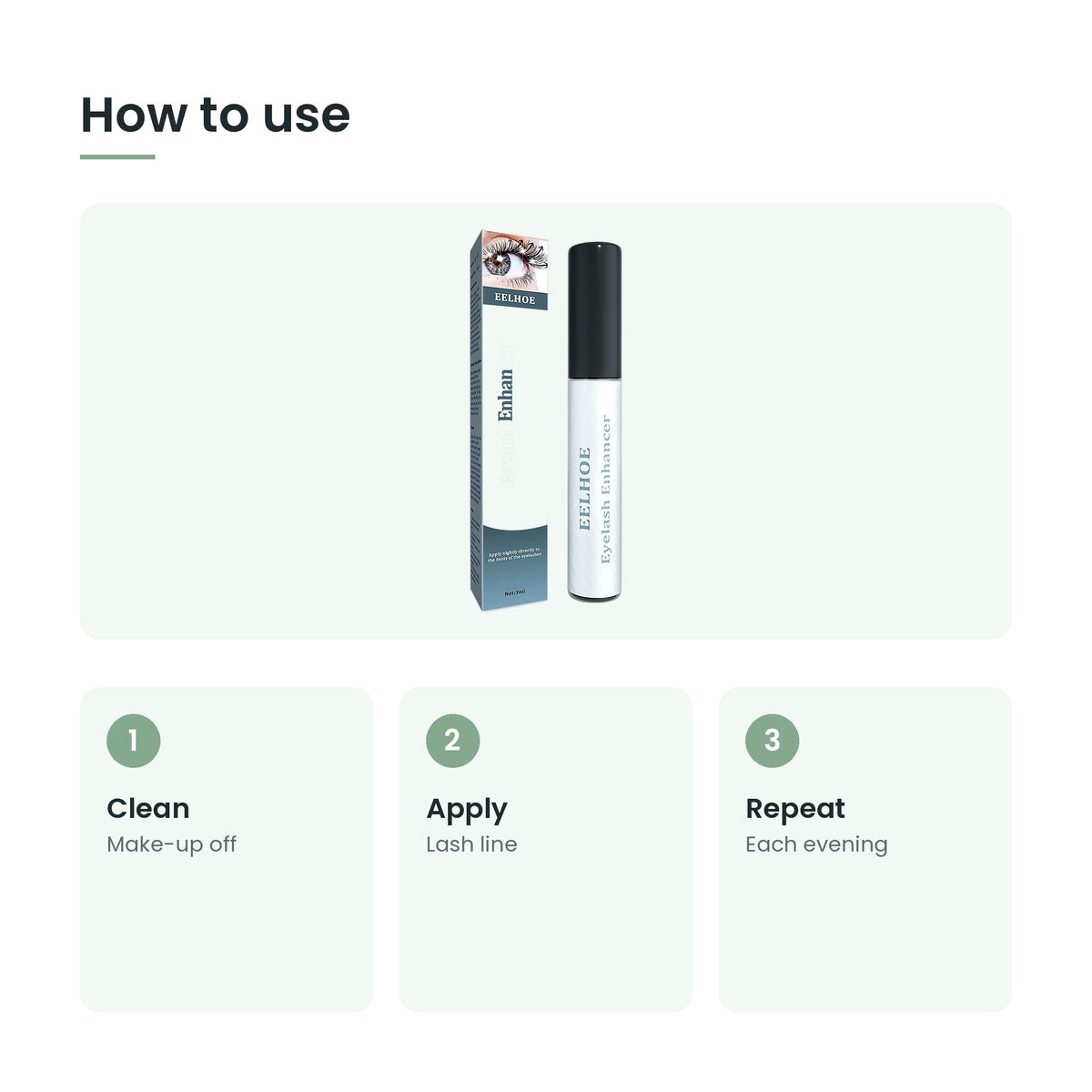 How to use the lash and brow serum: clean, apply, repeat