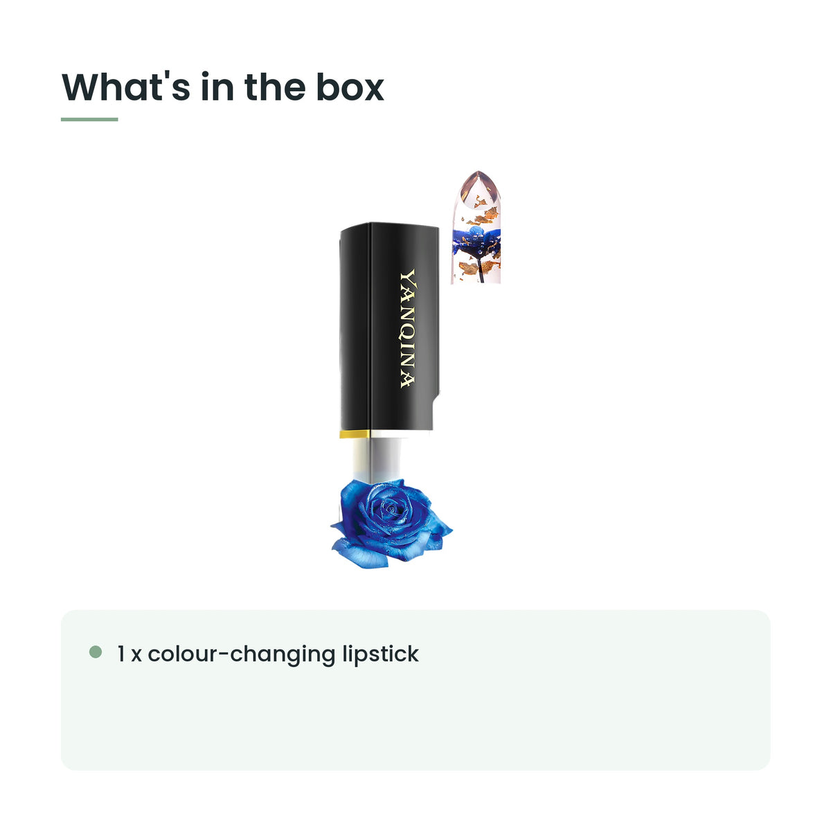 What's in the box: 1 x colour-changing lipstick