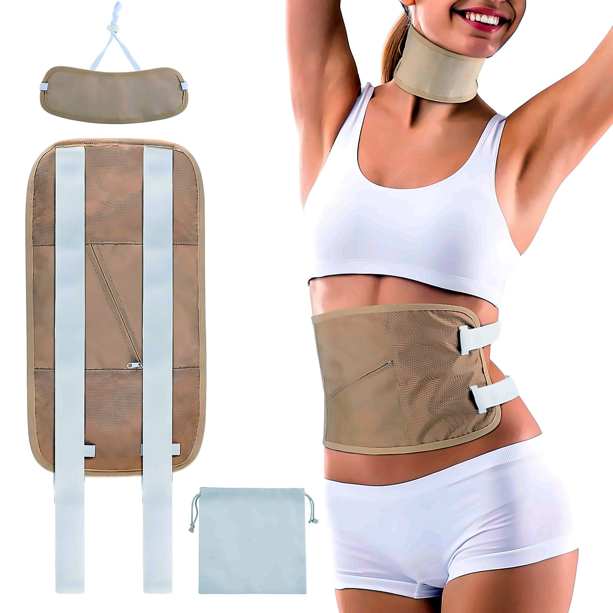 Castor oil pack wrap worn around the waist