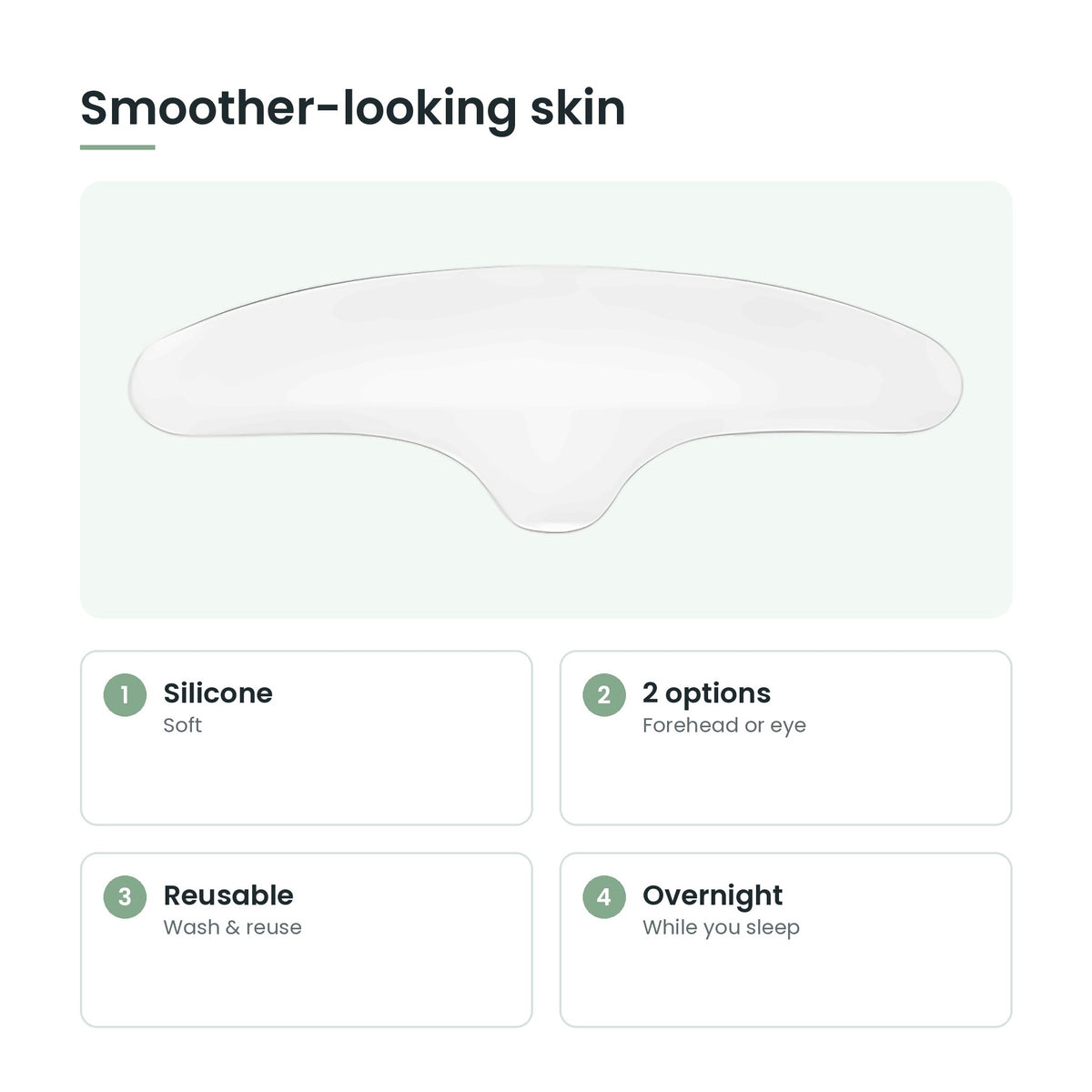 Silicone forehead and eye patches key features: silicone, 2 options, reusable, overnight