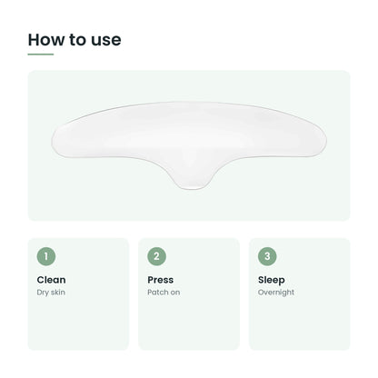 How to use the silicone forehead and eye patches: clean, press, sleep