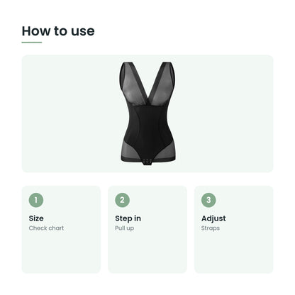 How to use the full body shaping bodysuit: size, step in, adjust