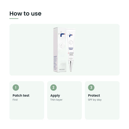 How to use the dark spot corrector cream: patch test, apply, protect
