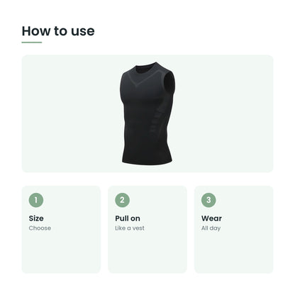 How to use the men's compression shaping vest: size, pull on, wear