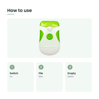 How to use the portable electric nail trimmer: switch, file, empty