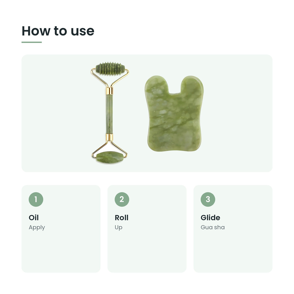 How to use the jade roller and gua sha kit: oil, roll, glide