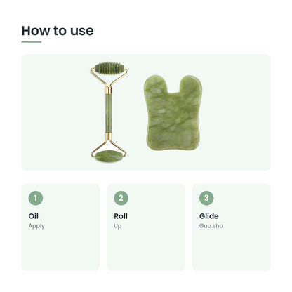 How to use the jade roller and gua sha kit: oil, roll, glide
