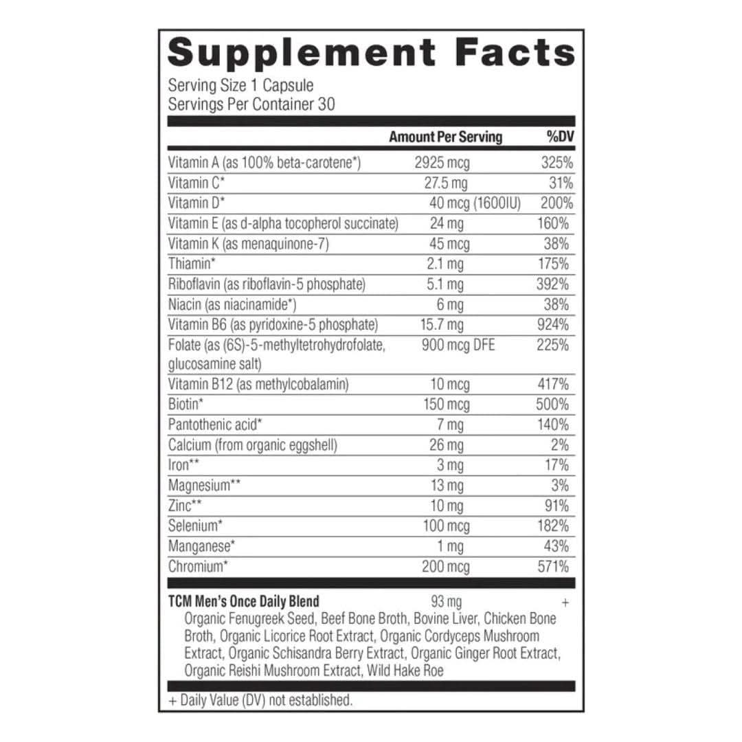 Daily Mens Vitamin Supplement - 30 Capsules Energy Boost