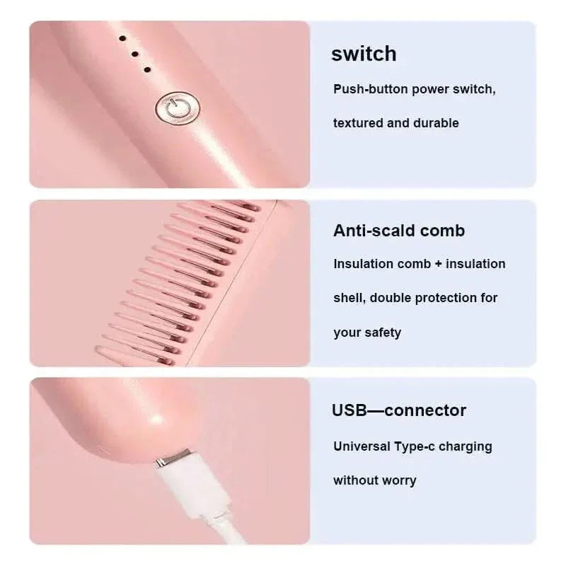 Portable Cordless Hair Straightener Brush