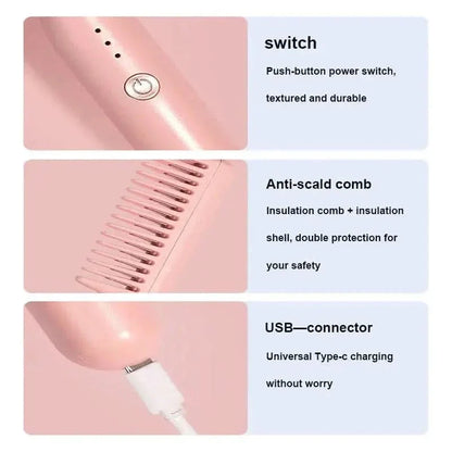 Portable Cordless Hair Straightener Brush