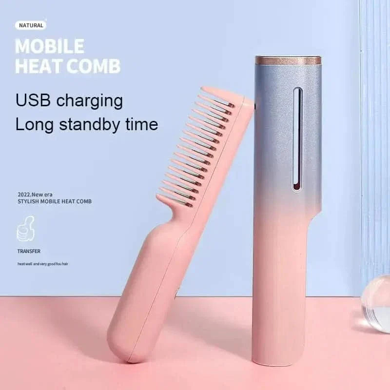 Portable Cordless Hair Straightener Brush