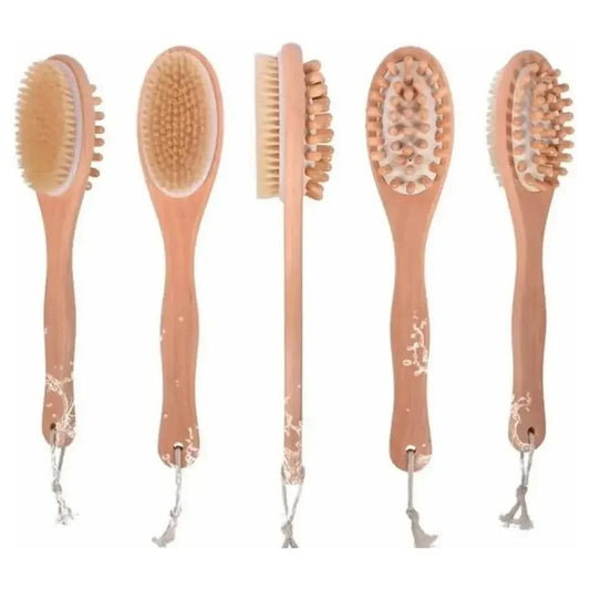 Soft Bristle Body Massage Brush with Wooden Handle - Mycosmeticslondon